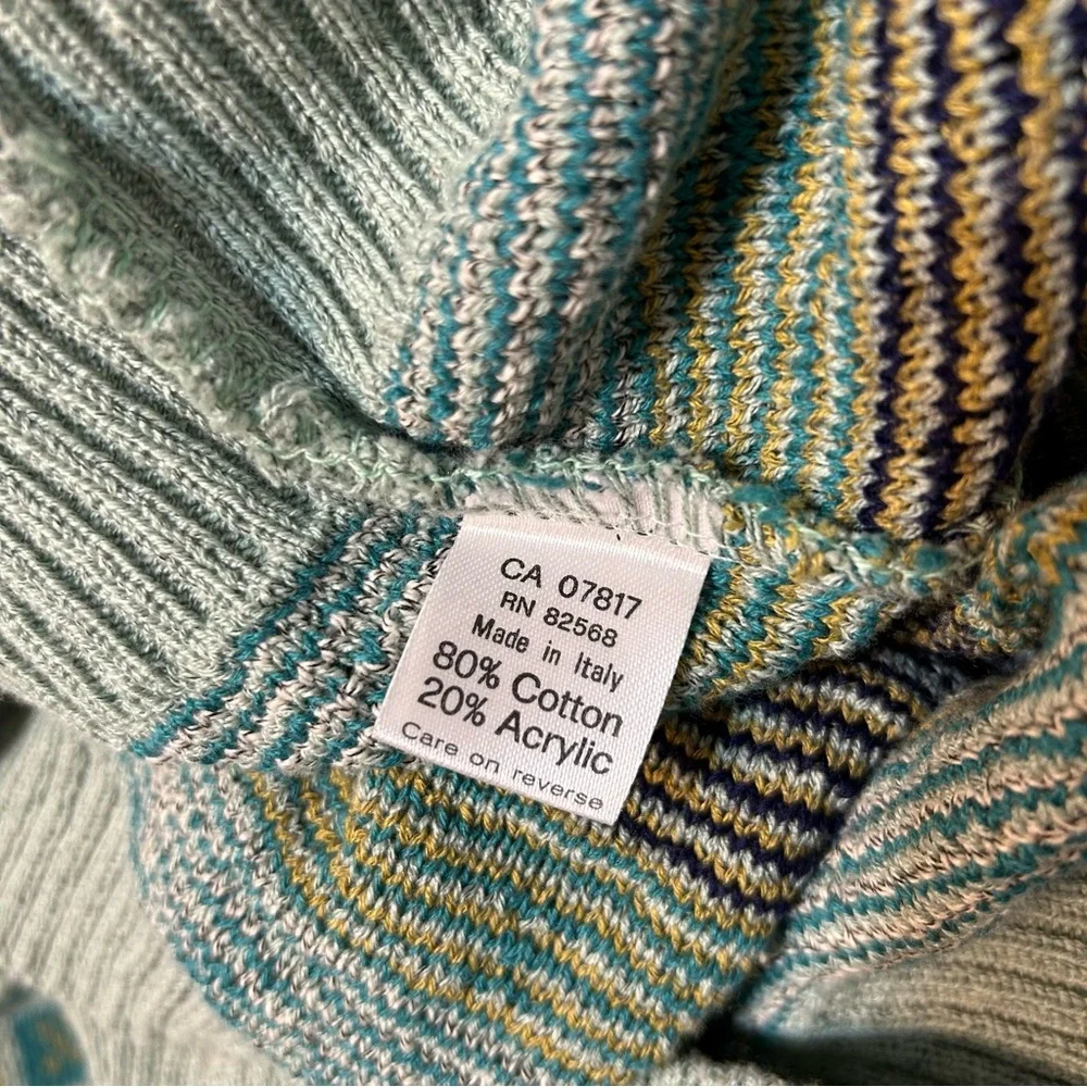 Vintage 90s Square Geometric Eclectic Grandpa Blue Knit Crewneck Sweater XL